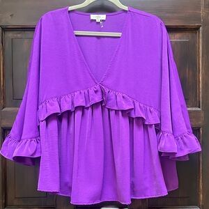 Entro Vibrant Purple Ruffle Blouse